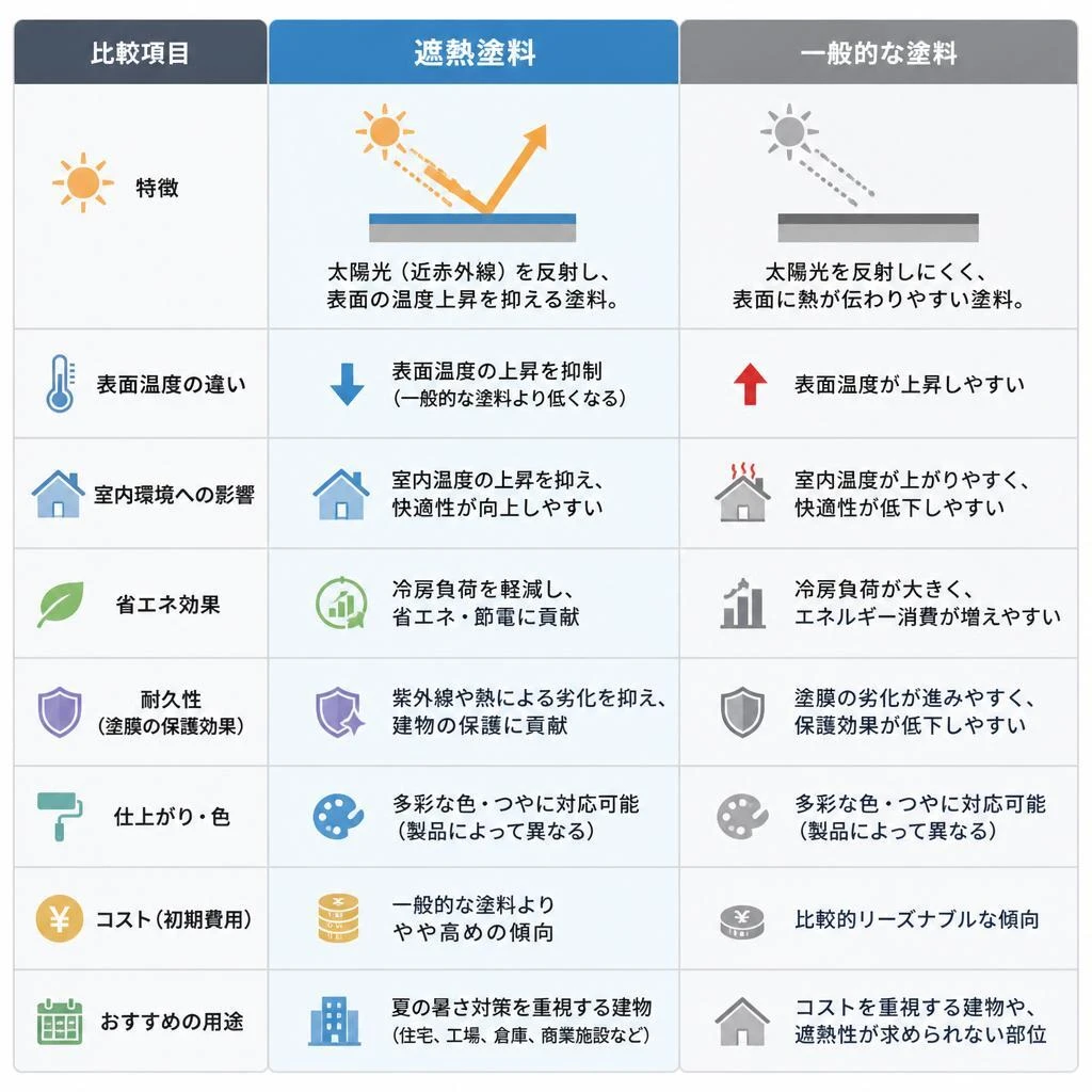 遮熱塗料と他の塗料との比較