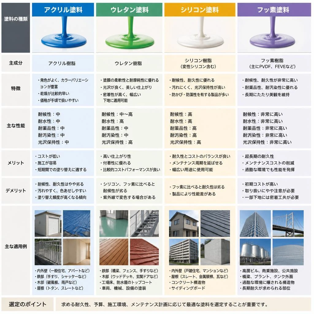 2. 外壁塗装に使用される主要な塗料の種類